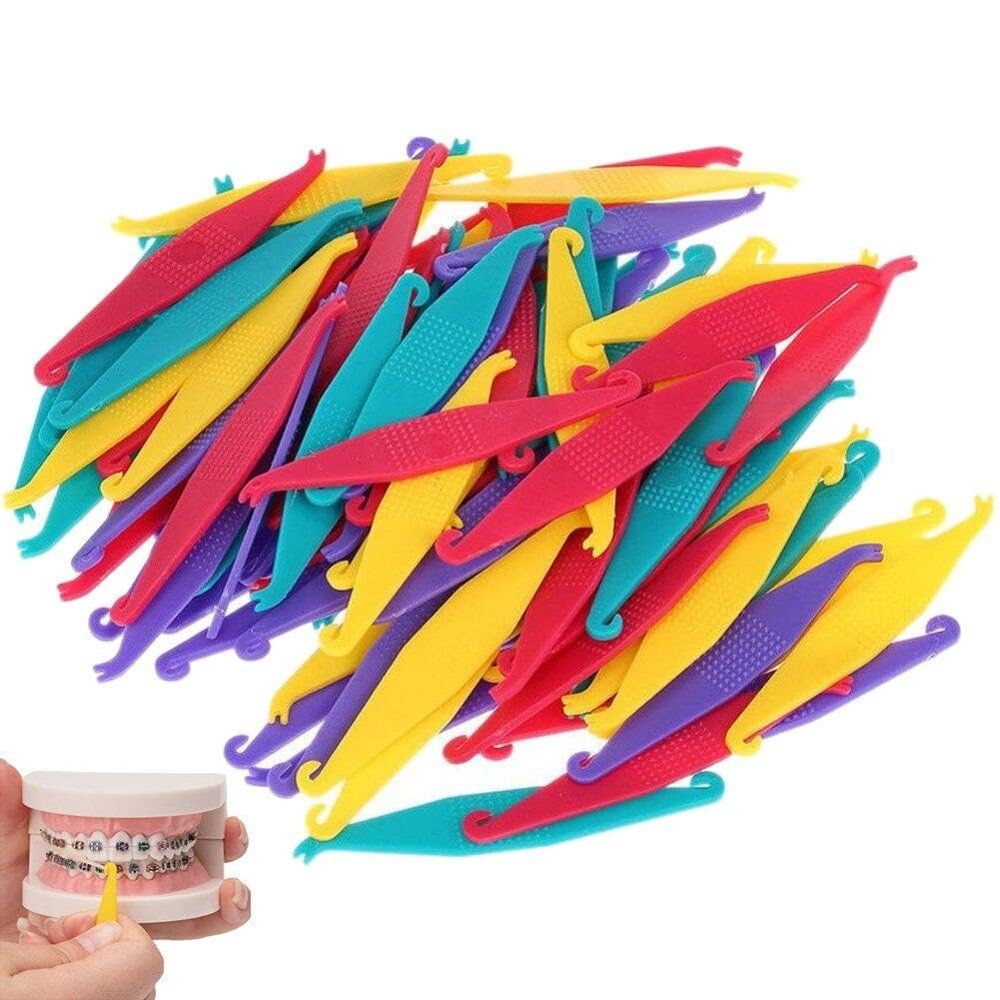 Luxylei 50pcs Dental Orthodontic Elastic Bands Placer for Braces Elastic Rubber Band Placers Random Color