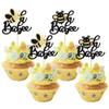 24Pcs Bumble Bee Cupcake Toppers Glitter Oh Babee Cupcake Picks Decorations for Bee Theme Baby Shower Kids Birthday Party Decorations Supplies Black view 1