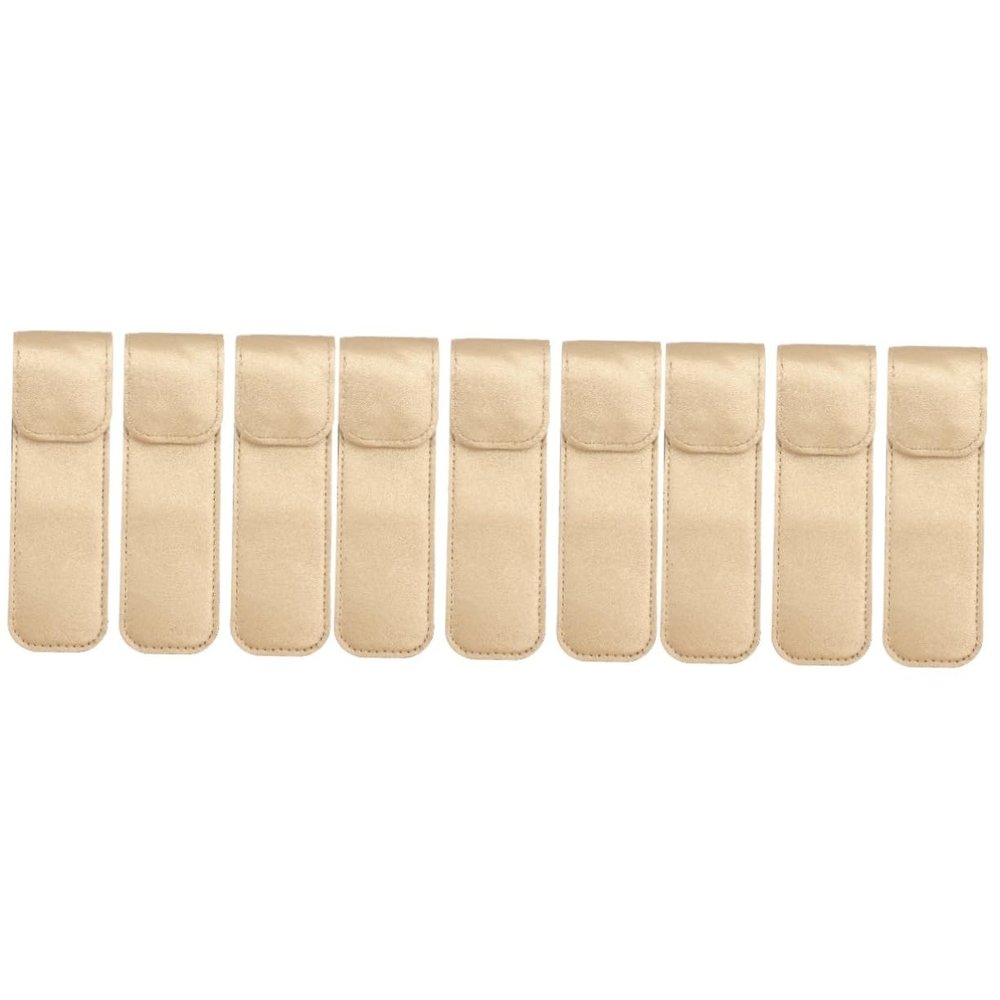 Beavorty 9pcs Stainless Steel Tweezer Case Pu Leather Protective Cover for Eyelash Grafting and Storage