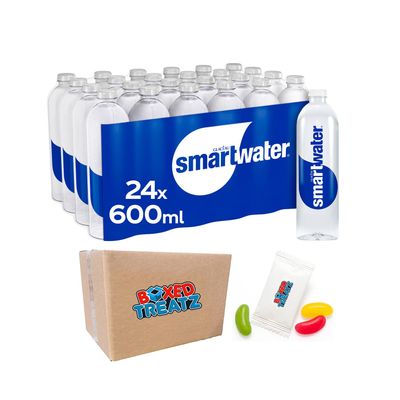 Glaceau Smartwater Multipack - Still Vapour Distilled Spring Water - Pack Of 24 x 600ml - Balanced Electrolytes For Energy And Wellness - Perfect For Hydration Boxed Treatz