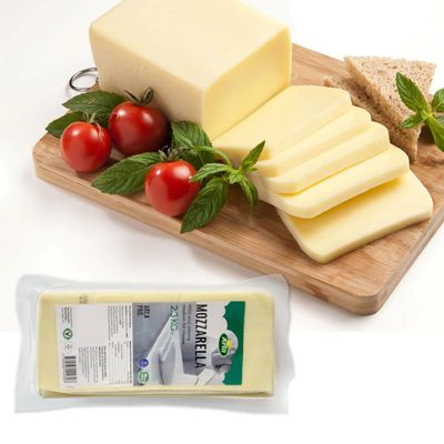 Danish Mozzarella Block Cheese 2.3 kg | Semi-Soft Cheese, Vegetarian, Full-Milk | Ideal for Pizza, Melting, Grating