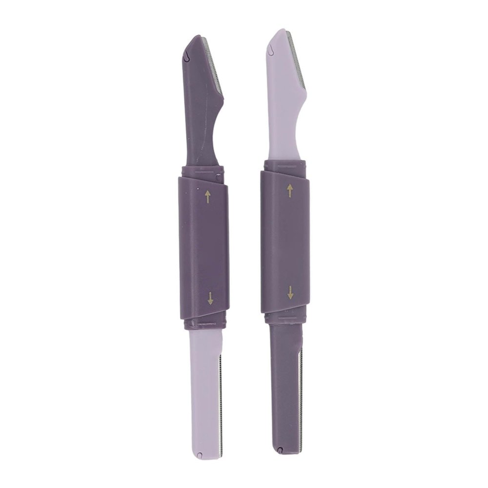 2pcs Eyebrow Trimming Knife, Facial Hair Removal for Women, Facial Hair Shaper Remover, Practical Easy to Use Dermaplaning Tool, Double Heads Stainless Steel Eyebrow Trimmer with Cover