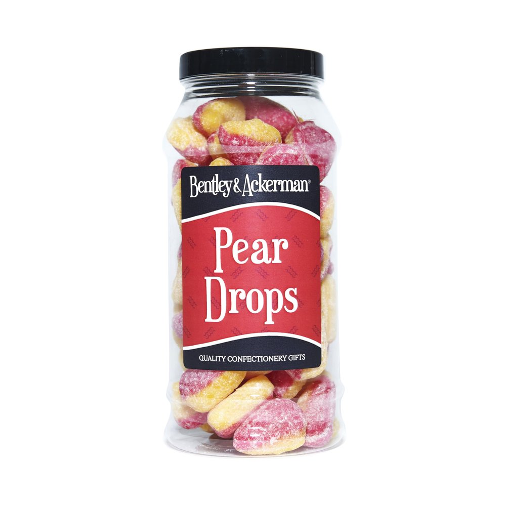 Pear Drops Sweets - (645g) Original Retro Boiled Pear Drops Sweets Gift Jar By Bentley & Ackerman's Sweet Shop.