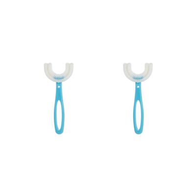 2 Set of Kids Teeth Cleaning Manual Brush U-Shape Oral Tooth Cleaning Blue 6-12 Years