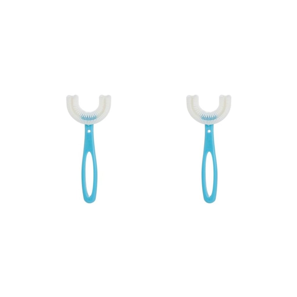 2 Set of Kids Teeth Cleaning Manual Brush U-Shape Oral Tooth Cleaning Blue 6-12 Years