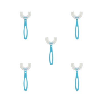 5 Set of Kids Teeth Cleaning Manual Brush U-Shape Oral Tooth Cleaning Blue 6-12 Years