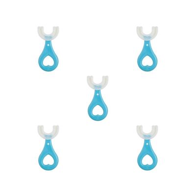 5 Set of Kids Teeth Cleaning Manual Brush U-Shape Oral Tooth Cleaning Blue 2-6 Years