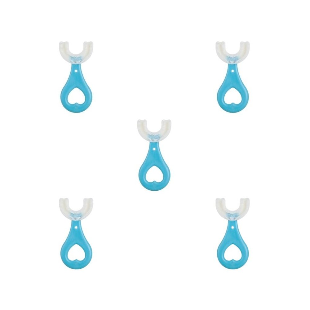 5 Set of Kids Teeth Cleaning Manual Brush U-Shape Oral Tooth Cleaning Blue 2-6 Years