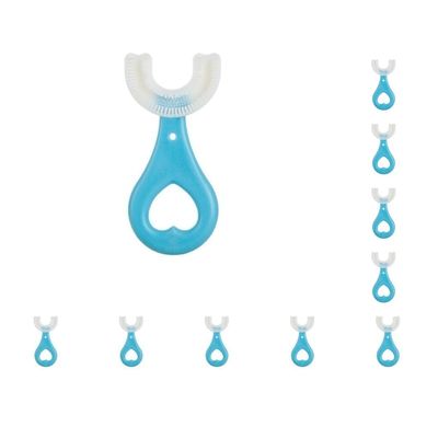 10 Set of Kids Teeth Cleaning Manual Brush U-Shape Oral Tooth Cleaning Blue 2-6 Years