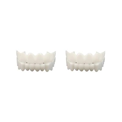 2 Set of Resin Teeth Veneers Comfortable Dentures Tooth Cover Removable Reusable Upper Lower Cover