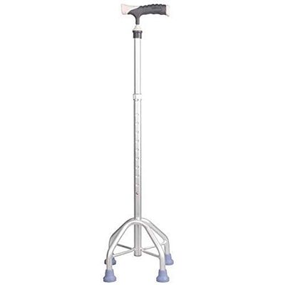 SilteD Tetrapod Walking Stick height Adjustable Foldable crutch Applies to most occasions and crowds Non-slip Walking Stick With Hospital Family (White) Present
