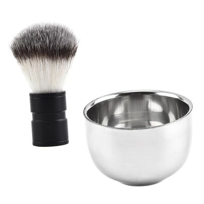 FRCOLOR 2pcs Men Shaving Tool Stainless Steel Beard Brush Shaving Brush Metal Soap Bowl Hair Kit for Men Beard Grooming
