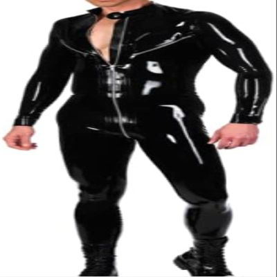 100% Latex Rubber Gummmi Black One-Piece Zip Finish Role Play Party Hand Customized 0.4mm,Custom Color,XXL