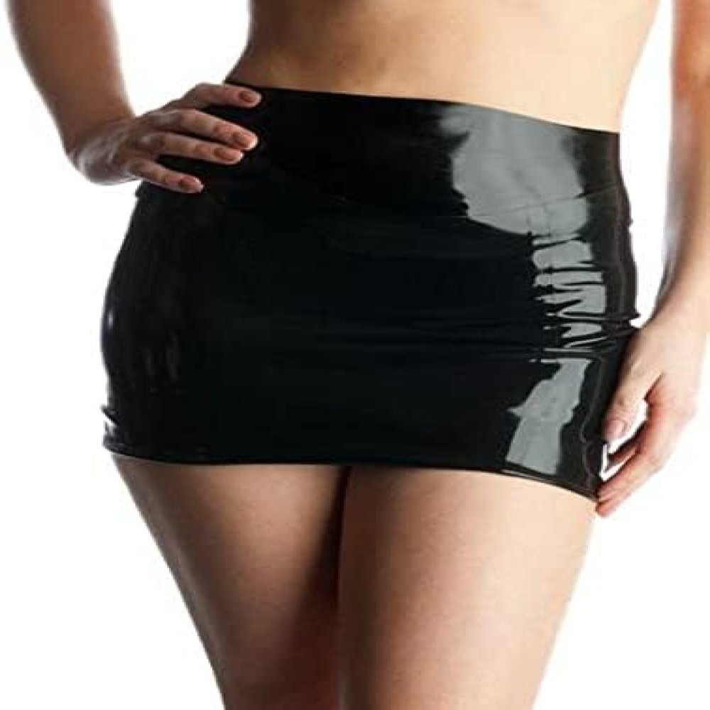 IDOBLO Latex Skirt Women's Mini Skirt,Black,3XL