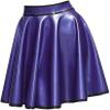 Purple and Black Mini Sexy Latex Swing Skirts with Zipper at Back Short Rubber Bottoms,Metallic Purple,L view 1