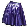 Purple and Black Mini Sexy Latex Swing Skirts with Zipper at Back Short Rubber Bottoms,Metallic Purple,L view 2