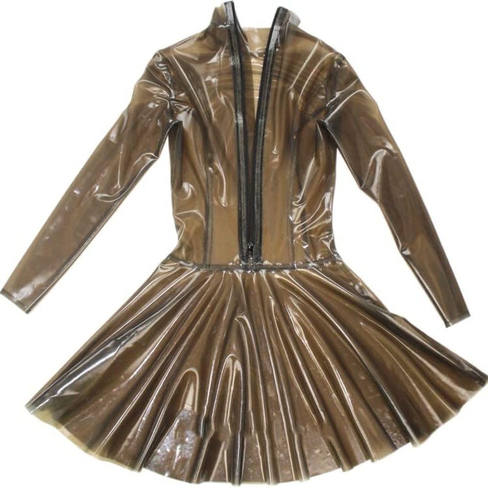 IDOBLO Transparent Latex Dress Sexy Latex Dress Back Zip,Transparent Black,4XL