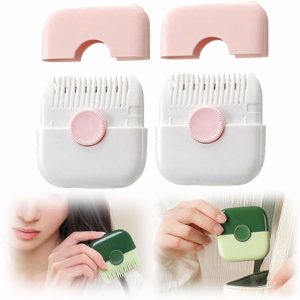 2 in 1 Hair Trimmer, Hair Trimming and Arrangement Bangs Trimmer, Hair Clipper Comb MUL-tifunctional Household Split Ends Hair Trimmer (2Pcs Pink)