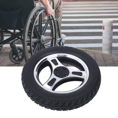 10inch Wheelchair Caster Wheel, (10")250 * 50mm 4 Holes Anti-Slip No Inflation PU Wheel Alloy Steel Hub Explosion Proof Caster, 6mm Walker Tire Replacement