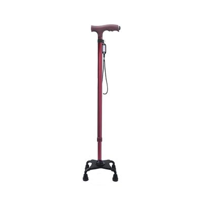 Walking Stick - Old Walking Stick, Old Man Walking Stick - Four-Foot Multifunction Crutch - Men's and Women's Anti-Slip Stick Retractable Lamp (Color : RED) Family Present