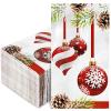 100 Pack Christmas Guest Napkins Xmas Hanging Ball Pine Cone Pattern Disposable Paper Napkins Xmas Holiday Dinner Hand Napkin for Home Kitchen Bathroom, 13 x 15.7 Inch view 1