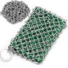 2in1 Chainmail Scrubber for Cast Iron Pans - Detachable Cast Iron Cleaner Chain Mail Scrubber, Cast Iron Skillet Scrubber Cast Iron Cleaning Chain Scrubber for Cast Iron, Dutch Oven, Carbon Steel Pan view 1