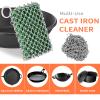 2in1 Chainmail Scrubber for Cast Iron Pans - Detachable Cast Iron Cleaner Chain Mail Scrubber, Cast Iron Skillet Scrubber Cast Iron Cleaning Chain Scrubber for Cast Iron, Dutch Oven, Carbon Steel Pan view 4