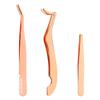 3pcs Eyelash Tweezers Set, 3 Styles Eyelash Extension Tweezers Tool Stainless Steel Eyebrow Tweezers Lash Clip Applicator Tweezers Eyelash Tweezers for Clusters False Lashes Makeup (Rose Gold) view 1