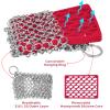 [Dual-use] Cast Iron Scrubber Cleaner - 316 SS Chain Mail Scrubber | Detachable Chainmail Scrubber - Cast Iron Pan Pot Skillet Scrubber - Metal Scrub Pad Cleaning Kit to Clean Cast Iron,Dutch Oven,Wok view 2