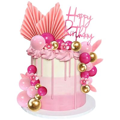 29 PCS Cake Decorations, Happy Birthday Cake Topper, Pink Butterfly Cupcake Toppers Decorations for Birthday Wedding Fairy Background Wall Party Decorations
