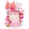 29 PCS Cake Decorations, Happy Birthday Cake Topper, Pink Butterfly Cupcake Toppers Decorations for Birthday Wedding Fairy Background Wall Party Decorations view 1