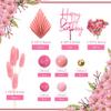 29 PCS Cake Decorations, Happy Birthday Cake Topper, Pink Butterfly Cupcake Toppers Decorations for Birthday Wedding Fairy Background Wall Party Decorations view 2