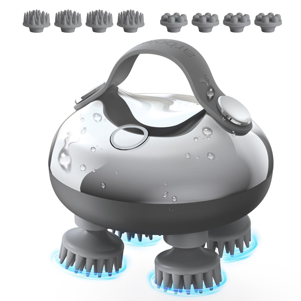 arboleaf Head Massager Scalp, Electric Scalp Massagers IPX7 Waterproof, Hair Massager with 8 Removable Claws and 3 Modes, Portable Handheld Massager for Relaxation, Deep Cleaning, Gift for Women Men