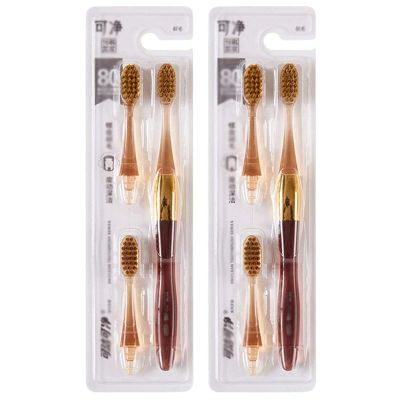 Compact Medium Soft Toothbrush, 2 Pack Manual Toothbrush for Adults Children, Includes 2 Replacement Toothbrushes Heads Ergonomic