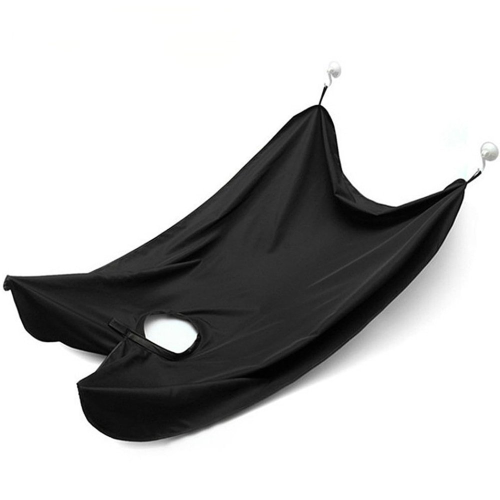 Azwood Beard Apron Bib for Cutting Beard Shaving Beard Trimming Catcher Cape Waterproof Non Stick Hair Catcher Grooming Cloth with 2 Suction Cups Gifts for Men Black