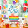Here Comes The Son Cake Topper - Sun Baby Shower Cake Topper - Welcome Little Sunshine, Sunshine Boy Baby Shower Party Decorations Blue Glitter view 2