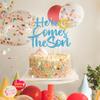 Here Comes The Son Cake Topper - Sun Baby Shower Cake Topper - Welcome Little Sunshine, Sunshine Boy Baby Shower Party Decorations Blue Glitter view 3