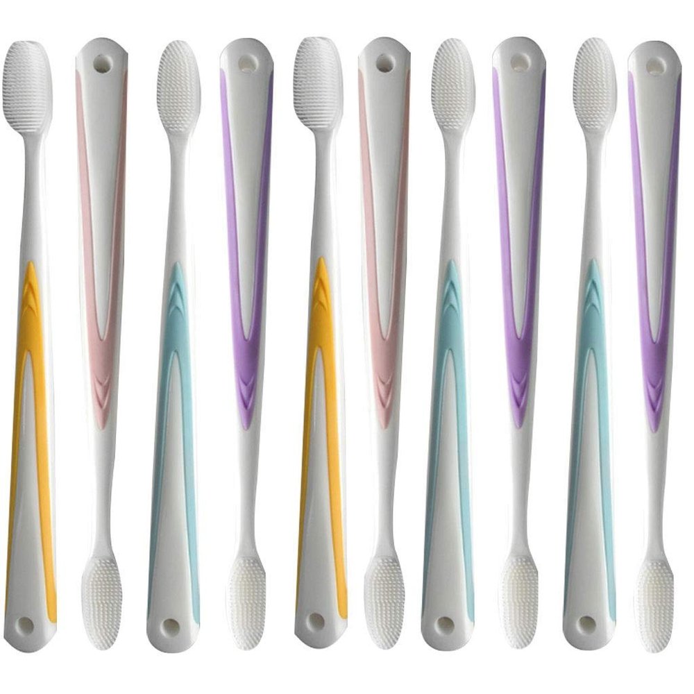 Compact Medium Soft Toothbrush, Manual Toothbrush for Deep Clean, Stain & Plaque Removal, Pack of 10 Travel Toothbrushes Ergonomic