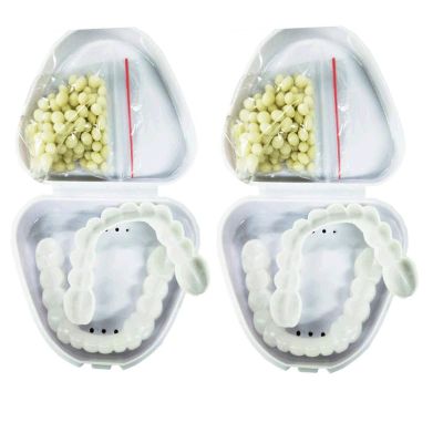 Flipped Warmth 2 Pairs Cosmetic Teeth Veneers Dentures False Teeth Clip in Veneers Teeth Comfort Dentures for Bad Temporary Dentures Teeth for Men and Woman