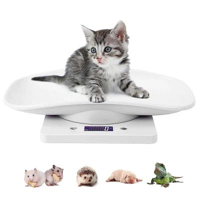 Digital Pet Scale, Animal Scale Platform with LCD Display Screen and Durable Anti-Slip Mat, 4 Unit Modes and Removable Tray, Accurate Weighing and Hold 10kg Animals, Perfect for Puppy Dogs, Cats