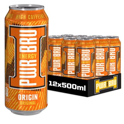 - Origin Original 12 Pack Big Can Energy Drink with High Caffeine, Taurine and Vitamins - 12 x 500ml Cans