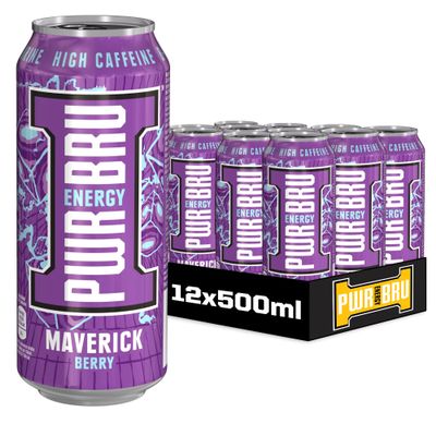 - Maverick Berry 12 Pack Big Can Energy Drink with High Caffeine, Taurine and Vitamins - 12 x 500ml Cans