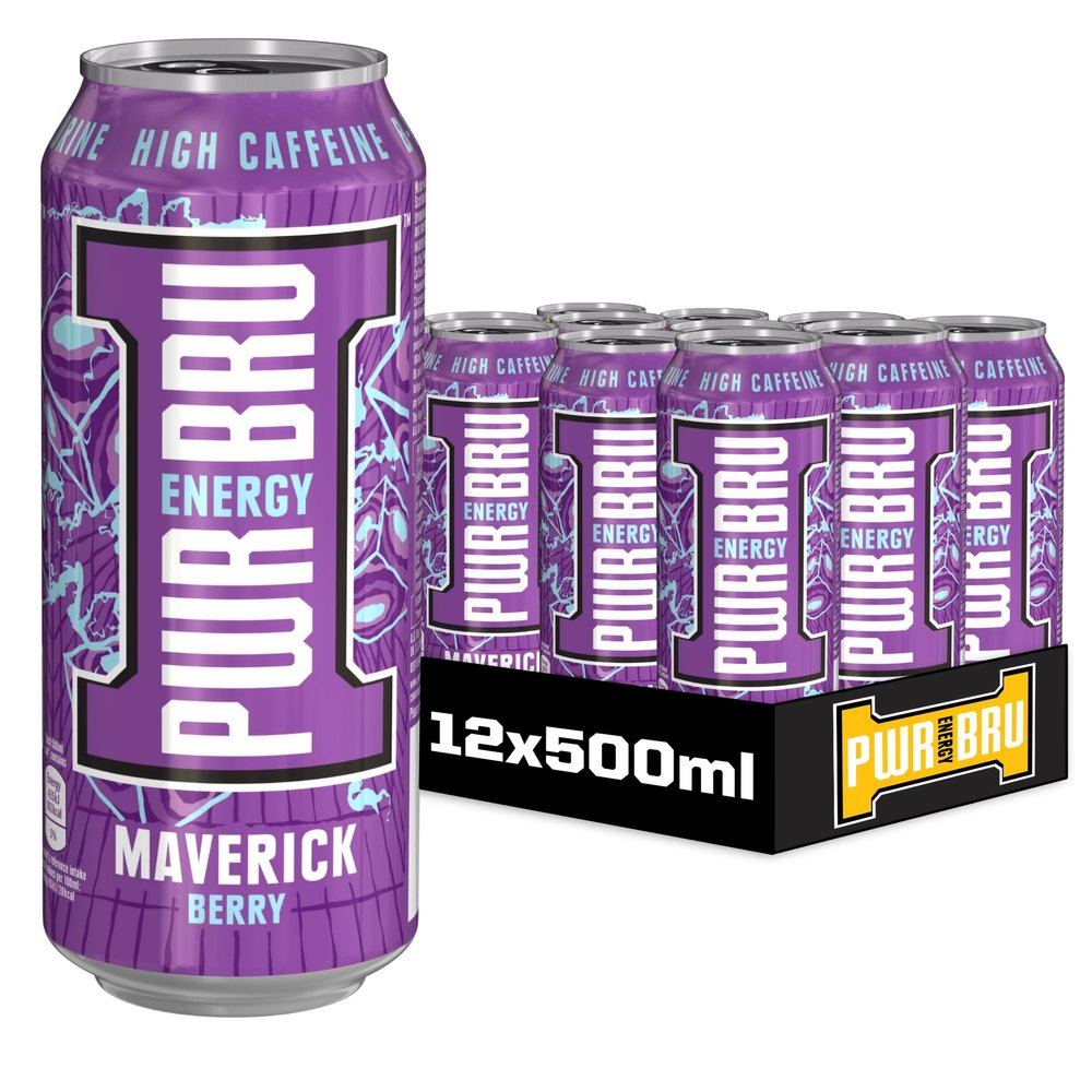 - Maverick Berry 12 Pack Big Can Energy Drink with High Caffeine, Taurine and Vitamins - 12 x 500ml Cans