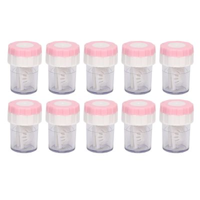 10pcs Manual Contact Lens Cleaner Professional Portable Contact Lens Washer Cleaning Soaking Case(Pink)
