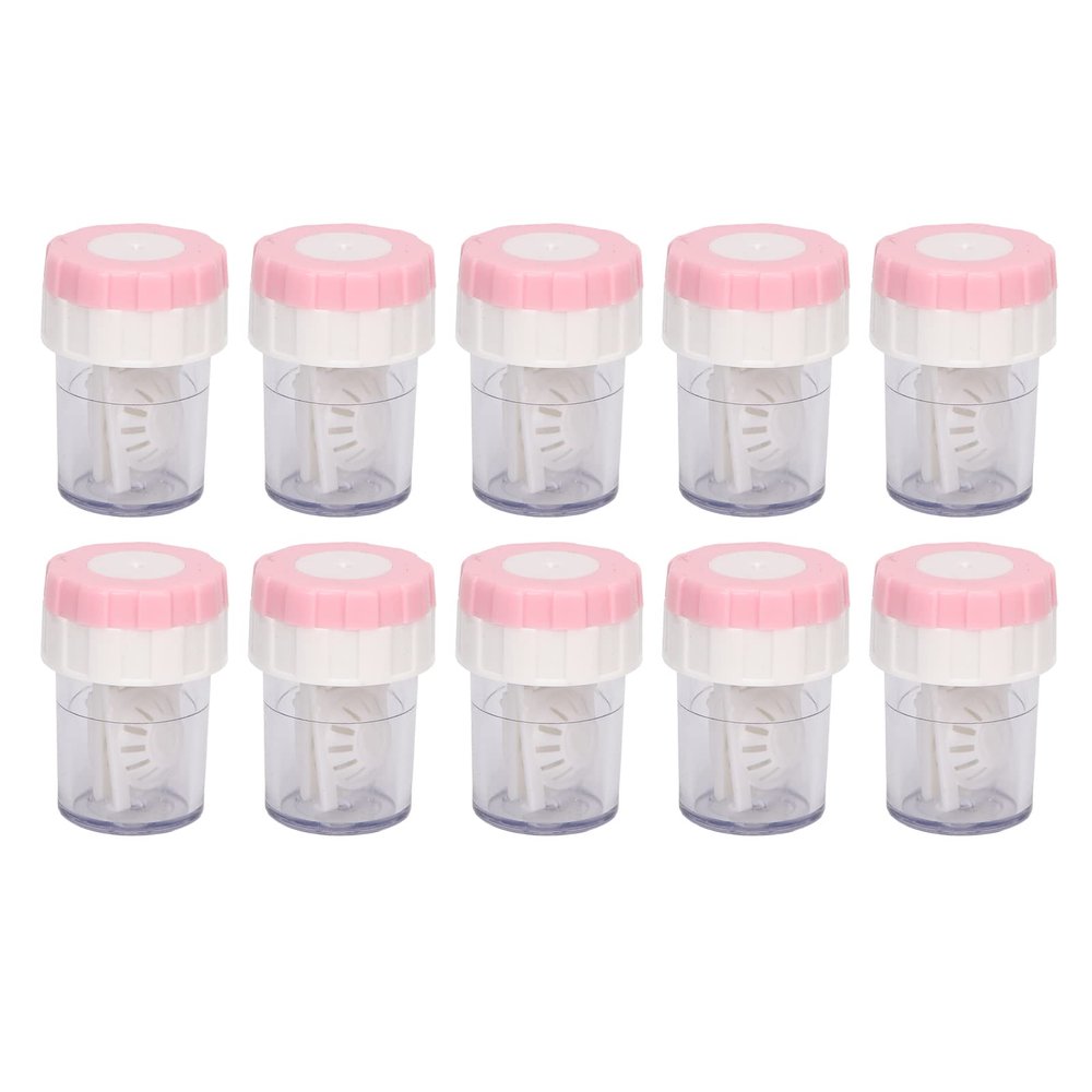 10pcs Manual Contact Lens Cleaner Professional Portable Contact Lens Washer Cleaning Soaking Case(Pink)