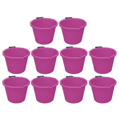 10 x 14L Litre Strong Plastic Builders Bucket 3 Gallon Multipurpose Storage Bucket Construction Bucket With Metal Handle & Spout For Cleaning Animal Feed Mixing Home & Garden Made in UK (Pink)