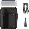 LEONYS Electric Shavers for Bald Men, Professional Men's Razor Electric Shaver Mini Beard Trimmer Shaving Machine Foil Blade Trimmer USB Rechargeable (Color : Black) view 1