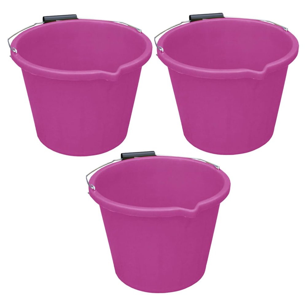 3 gallon / 14 Litre Bucket/Builders Bucket/Made in UK Water Mixing Storage Strong with Handle (Assorted Colour) (3, Pink)