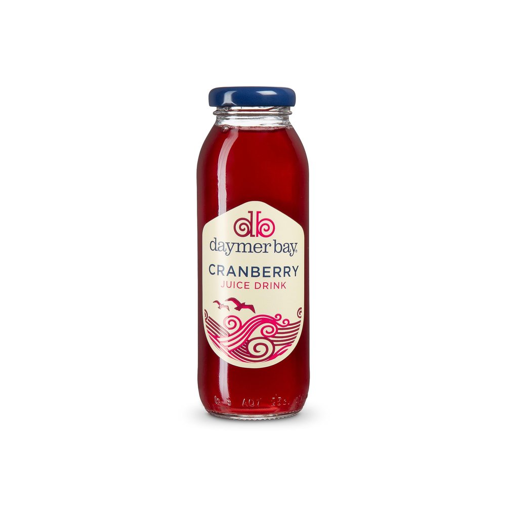 Daymer Bay - Cranberry Juice, Refreshingly Fruity, Natural Ingredients, Not from Concentrate, Vegan, Gluten Free, 100% British Recyclable Packaging 24 x 250ml Glass Bottles