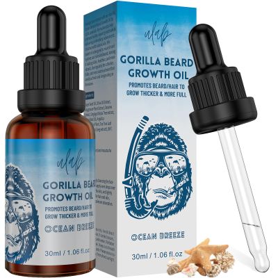 uLab Beard Growth Oil for Men - 30ml, Ocean Breeze Scent Premium Beard Care Oil - Natural Beard Moisturiser, Softener, and Conditioner for Facial Hair